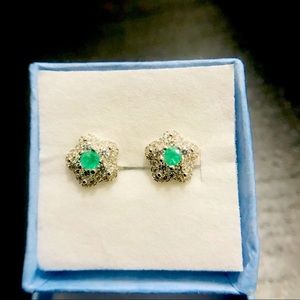 Colombian Emerald Earrings in Sterling Sliver